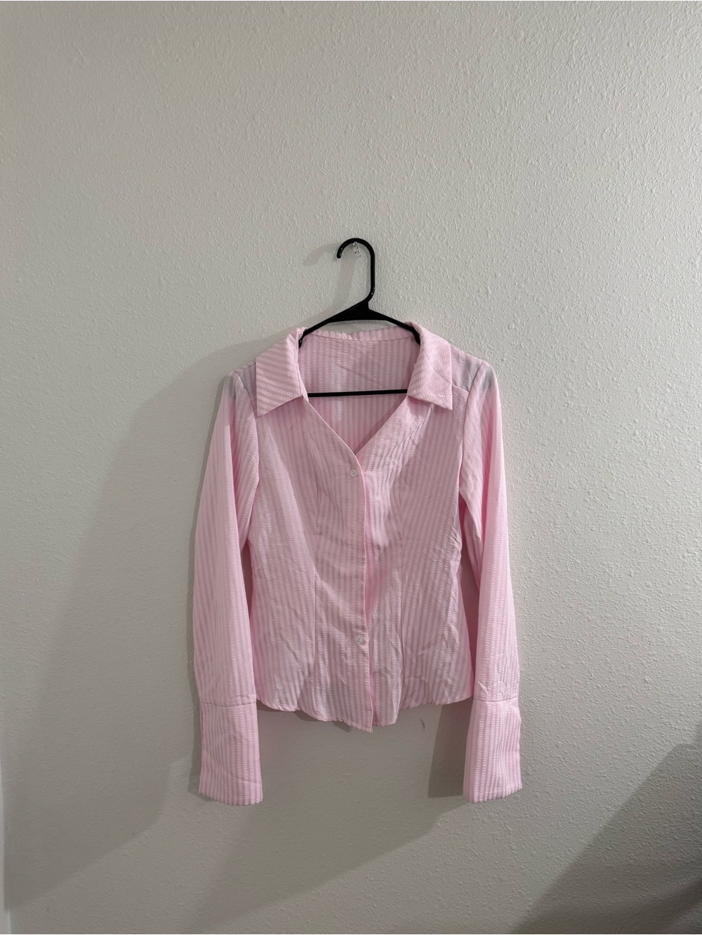 Pink striped button up shirt